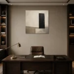 Quiet Luxury Monolith Minimal Office Wall Art Canvas Print displayed in a contemporary gallery-inspired room