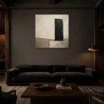 Quiet Luxury Monolith Minimal Office Wall Art Canvas Print shown in a warm modern interior