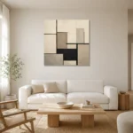 Architectural Balance Minimal Office Wall Art Canvas Print styled in a refined neutral interior
