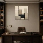 Architectural Balance Minimal Office Wall Art Canvas Print displayed in a contemporary gallery-inspired room