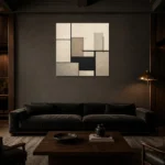 Architectural Balance Minimal Office Wall Art Canvas Print shown in a warm modern interior