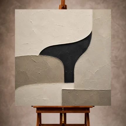 Serene neutral Minimal Office Wall Art print featuring abstract curved forms in layered plaster surfaces for elegant interiors