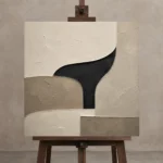 Serene Curved Minimal Office Wall Art Canvas Print displayed on a studio easel