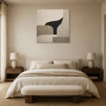 Serene Curved Minimal Office Wall Art Canvas Print showcased in an elegant minimalist interior
