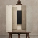 Timeless Slab Composition Minimal Office Wall Art Canvas Print displayed on a studio easel