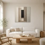 Timeless Slab Composition Minimal Office Wall Art Canvas Print styled in a refined neutral interior