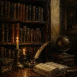 Moody Library Alcove Dark Academia Office Art Canvas Print