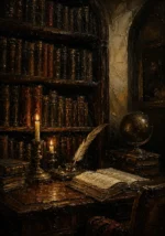 Moody Library Alcove Dark Academia Office Art Canvas Print