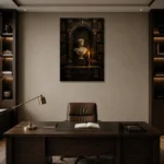 Moody Bust Study Dark Academia Office Art Canvas Print displayed in a contemporary gallery-inspired room