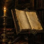 Candlelit Manuscript Dark Academia Office Art Canvas Print