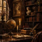 Sepia Scholarly Study Dark Academia Office Art Canvas Print