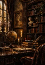 Sepia Scholarly Study Dark Academia Office Art Canvas Print