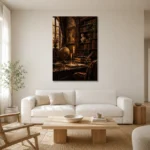 Sepia Scholarly Study Dark Academia Office Art Canvas Print styled in a refined neutral interior