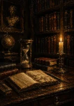 Candlelit Writing Table Dark Academia Office Art Canvas Print