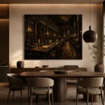 Moody Grand Library Dark Academia Office Art Canvas Print - Image 4