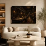 Moody Grand Library Dark Academia Office Art Canvas Print - Image 6