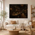 Moody Grand Library Dark Academia Office Art Canvas Print - Image 7