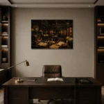 Historic Archive Dark Academia Office Art Canvas Print displayed in a contemporary gallery-inspired room