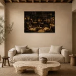 Historic Archive Dark Academia Office Art Canvas Print presented in a sophisticated home setting