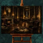 Candlelit Reading Salon Dark Academia Office Art Canvas Print - Image 2
