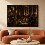 Candlelit Reading Salon Dark Academia Office Art Canvas Print - Image 3