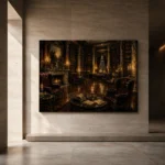 Candlelit Reading Salon Dark Academia Office Art Canvas Print - Image 5