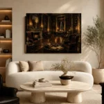 Candlelit Reading Salon Dark Academia Office Art Canvas Print - Image 6