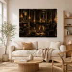 Candlelit Reading Salon Dark Academia Office Art Canvas Print - Image 7