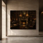 Candlelit Fireplace Dark Academia Office Art Canvas Print - Image 5