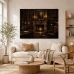 Candlelit Fireplace Dark Academia Office Art Canvas Print - Image 7