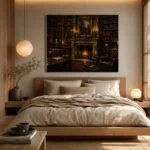 Candlelit Fireplace Dark Academia Office Art Canvas Print - Image 8