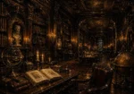 Sepia Scholarly Interior Dark Academia Office Art Canvas Print