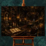 Sepia Scholarly Interior Dark Academia Office Art Canvas Print - Image 2