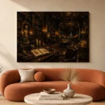 Sepia Scholarly Interior Dark Academia Office Art Canvas Print - Image 3