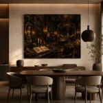 Sepia Scholarly Interior Dark Academia Office Art Canvas Print - Image 4