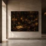 Sepia Scholarly Interior Dark Academia Office Art Canvas Print - Image 5