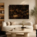 Sepia Scholarly Interior Dark Academia Office Art Canvas Print - Image 6