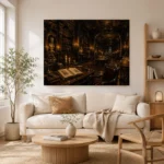 Sepia Scholarly Interior Dark Academia Office Art Canvas Print - Image 7