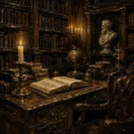 Moody Library Corner Dark Academia Office Art Canvas Print