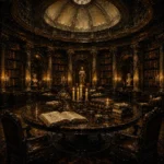 Candlelit Library Table Dark Academia Office Art Canvas Print