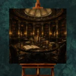 Candlelit Library Table Dark Academia Office Art Canvas Print - Image 2