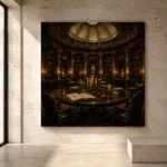 Candlelit Library Table Dark Academia Office Art Canvas Print - Image 3