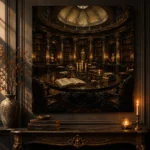 Candlelit Library Table Dark Academia Office Art Canvas Print - Image 4