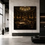 Candlelit Library Table Dark Academia Office Art Canvas Print - Image 5