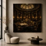 Candlelit Library Table Dark Academia Office Art Canvas Print - Image 6