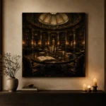Candlelit Library Table Dark Academia Office Art Canvas Print - Image 7