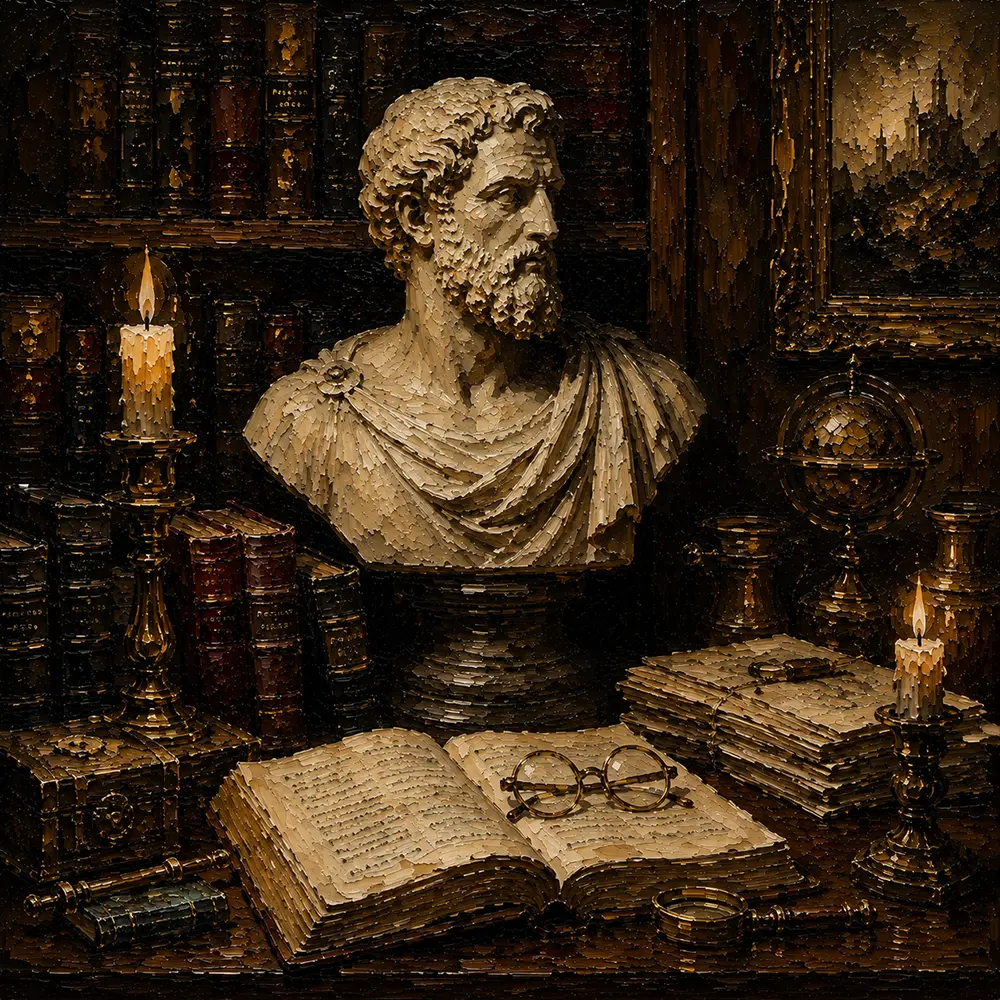 Museum-Inspired Marble Bust Dark Academia Office Art Canvas Print
