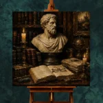 Museum-Inspired Marble Bust Dark Academia Office Art Canvas Print - Image 2