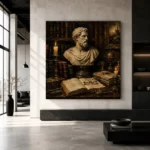 Museum-Inspired Marble Bust Dark Academia Office Art Canvas Print - Image 5