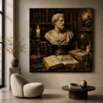Museum-Inspired Marble Bust Dark Academia Office Art Canvas Print - Image 6